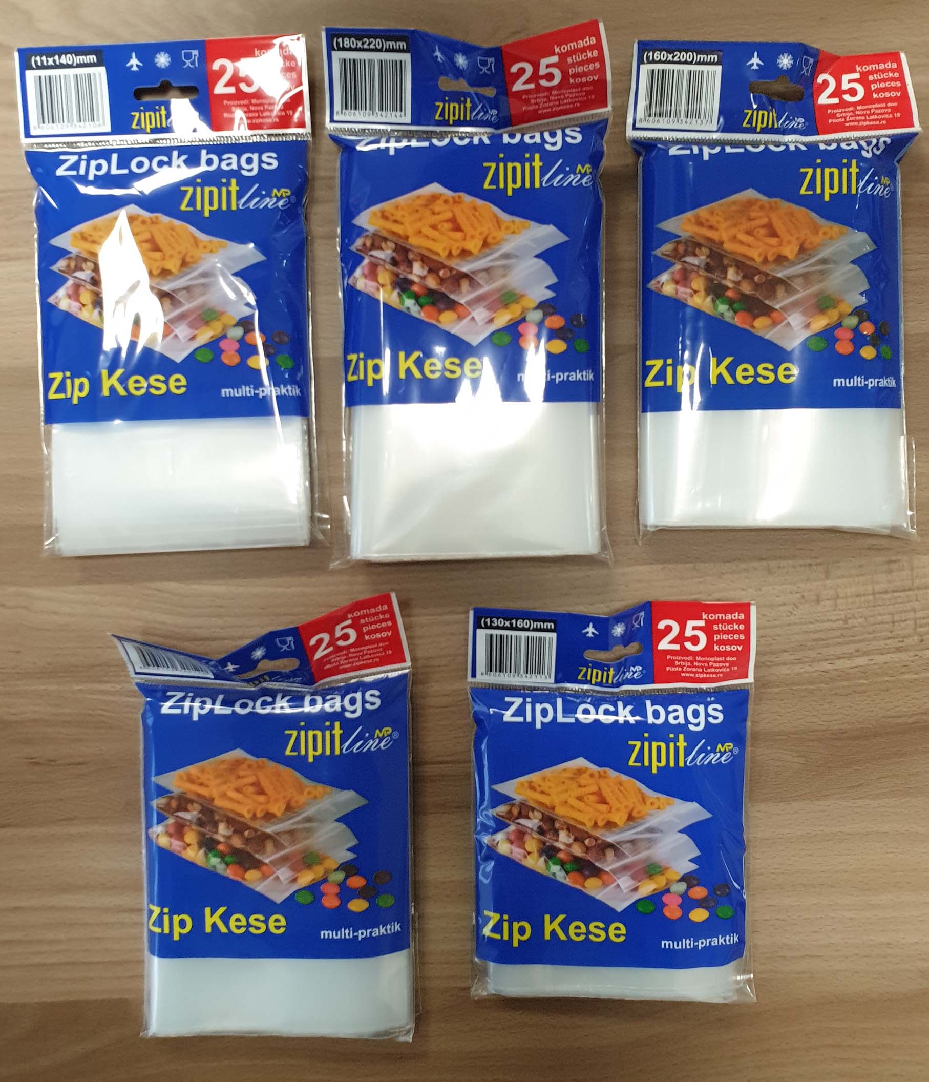 Zip kese sa jednim Zip zatvaracem za maloprodaje.